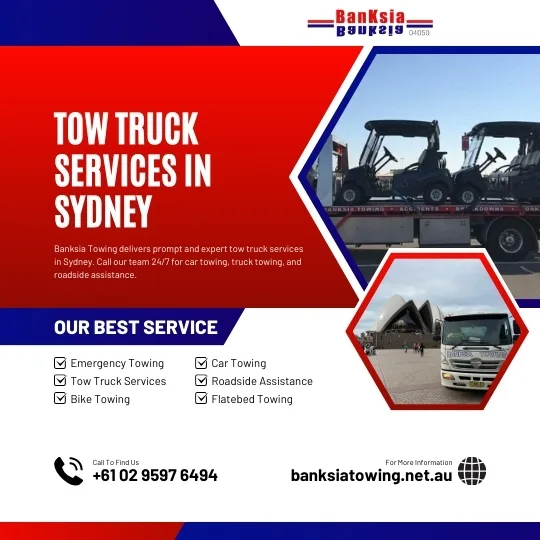 Banksia Towing delivers prompt and expert tow truck services in Sydney. Call our team 24/7 for car towing, truck towing, and roadside assistance.
